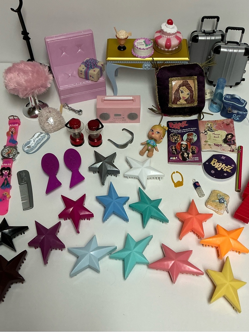 Bratz Doll Accessories Lot Chair Stool Luggage Brushes Lantern Watch READ INFO